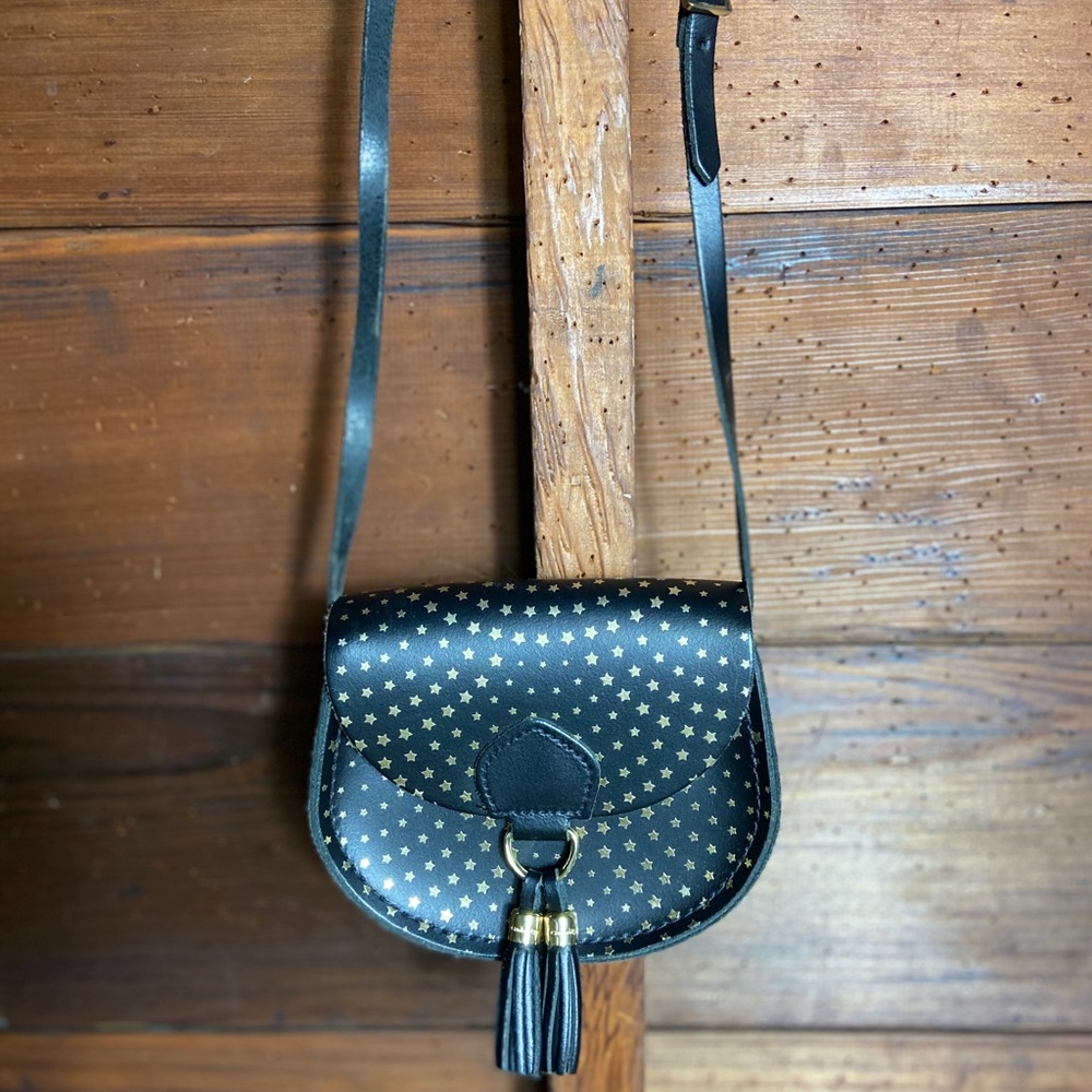 The Cambridge Satchel Company Black and Gold Crossbody Bag